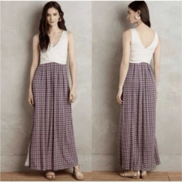 Anthropologie Mauve Elysian Purple Pink and Cream Maxi Dress - Picture 3 of 7